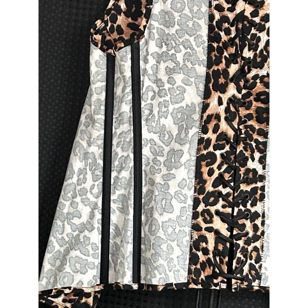 AWESOME Y2K Shirley of Hollywood Leopard Print True Corset Top Boning Zip 38 - Picture 14 of 16